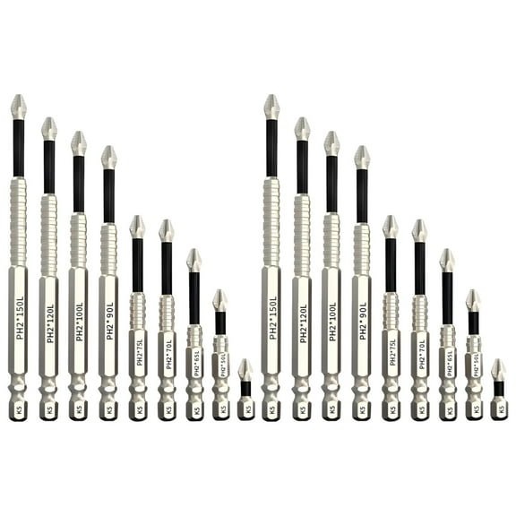 18 PCS Adsorptive Screwdriver Drill Bits, Anti-Slip Impact Drill Bit Set, 25 mm to 150 mm 9 Sizes, Electric Drill Bits, Chromium Vanadium Alloy Steel, Compatible with Power Tools
