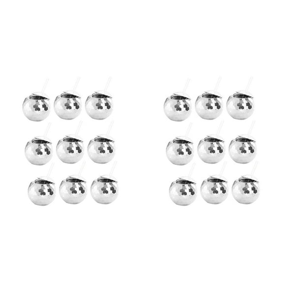 18 PCS Disco Ball Cups, 20 OZ Cups with Straws and Lid, Reusable Flash Tumbler Cocktail Cup for Partys Bar