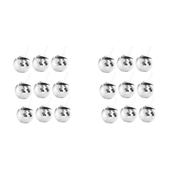 18 PCS Disco Ball Cups, 20 OZ Cups with Straws and Lid, Reusable Flash Tumbler Cocktail Cup for Partys Bar