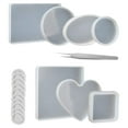 thumbnail image 1 of 18 PCS Epoxy Resin Kit, Transparent Silicone Molds Tools Set Included Rectangular, Square, Round, Oval, Heart Shaped Casting Mold, Tweezers and Plastic Making Tools for DIY Resin Cast, 1 of 4