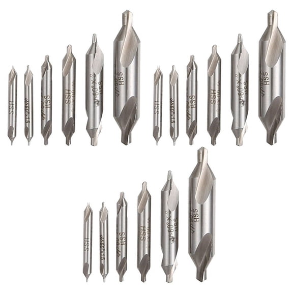 18 PCS HSS Combined Center Drills Bit Set Countersink 60 Degree Angle 5/3/2.5/2/1.5/1 mm