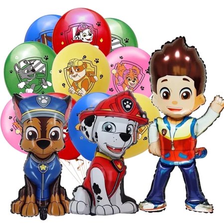 18 PCS Latex Foil Dog Balloons Paw Balloons CHASE Dog Balloons MARSHALL Dog Balloons
