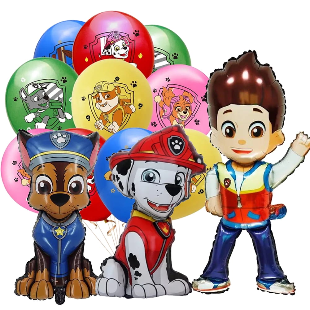 Dog Themed Latex Balloons - 16 Pack, 12 Inch, Assorted Pink & Aqua, Helium Quality, For Puppy Parties