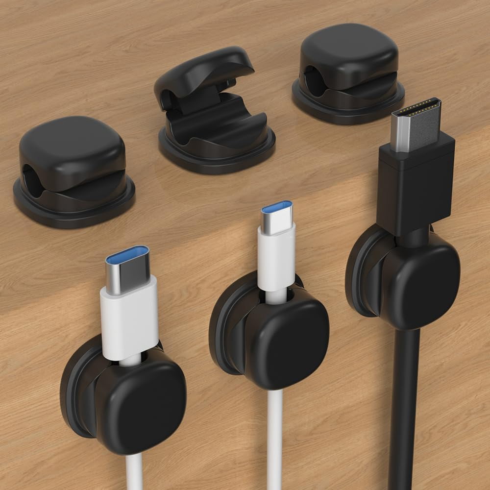 18 PCS Magnetic Cord Organizer, Easy Secure Adhesive Cable Management, Magnetic Cable Organizer Desktop Management Clips Self Adhesive Cord Holder Secure Wire Keeper USB Charging Cable