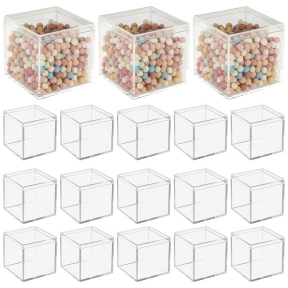 Clear Acrylic Box Plastic Square Cube Plastic Square Container 18 Pack Small Acrylic Box with Lid, 2.2x2.2x2.2Inch Storage Boxes Organizer Containers for Candy Pill and Tiny Jewelry