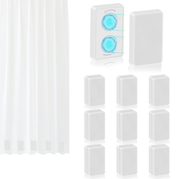 18 PCS Outdoor Curtain Weights Magnetic Shower Curtain Weights Waterproof Magnetic Drapery Weights Heavy Drapery Weighted Magnets Bottom for Heavy Wind, Shower Curtain, Garden Flag,Tablecloth (White)