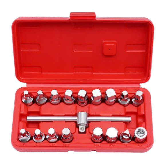 18 PCs Drain Plug Socket Set, Oil Drain Plug Key, 3/8" Drain Plug Key Set