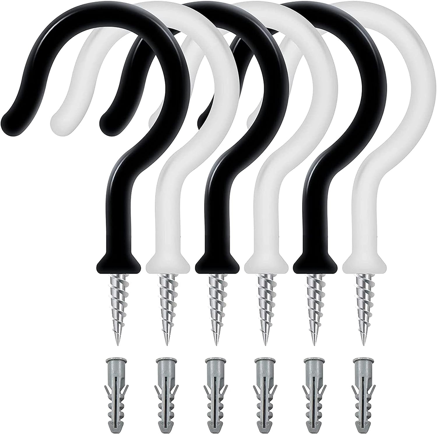 18 PCs Screw Hooks for Hanging with Anchor Plugs – 2 Inches PVC