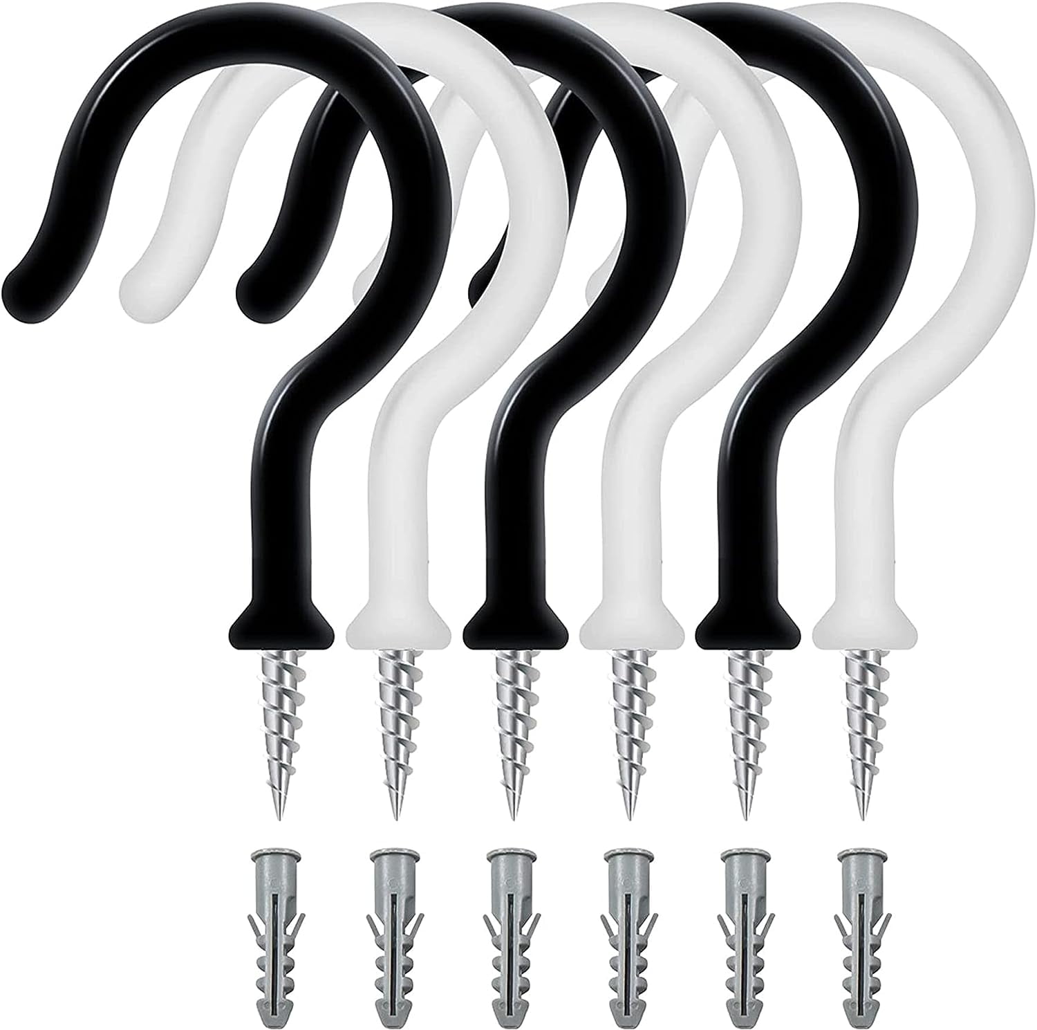 18 PCs Screw in Hooks for Hanging with Anchor Plugs 2.8 Inches PVC