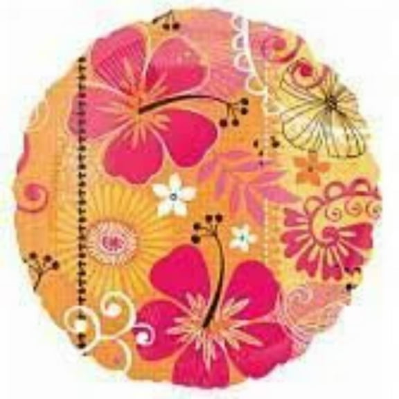 18" PINK AND ORANGE Flowers Balloon  Party Supplies Decorations Foil Mylar Balloon