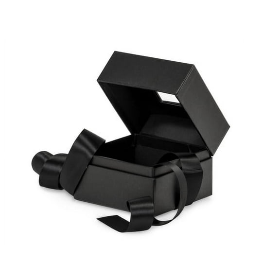 18 PK, Black Window Box With Ribbon, 3.75 x 3.75 x 3" For Party, Holiday & Events