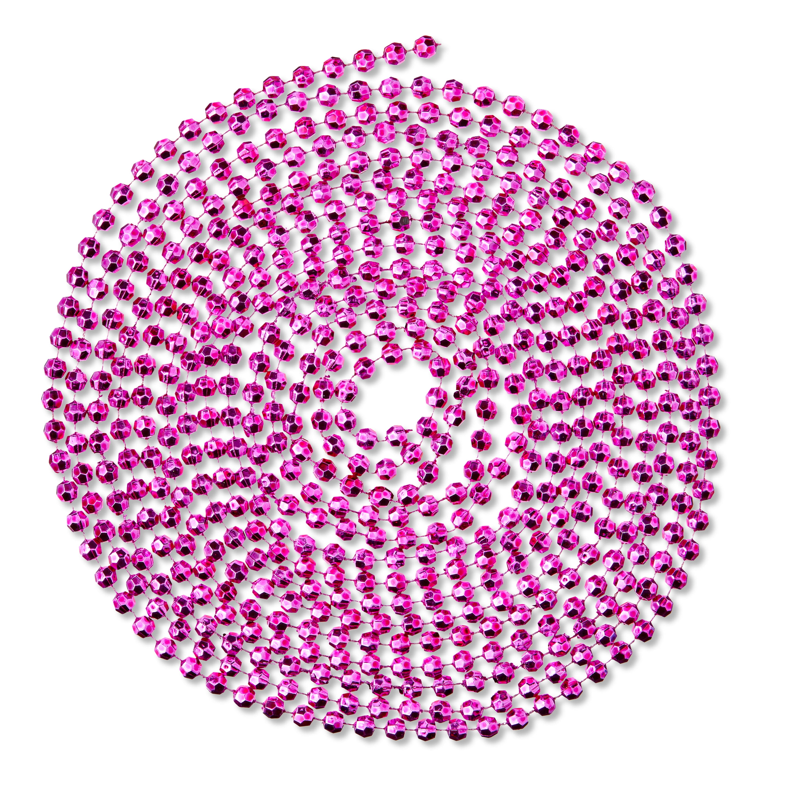 Plastic Metallic Bead Christmas Garland, Pink, 18', by Holiday Time