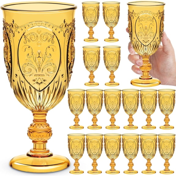 18 Pack 10 Ounce Amber Plastic Goblets Bestseling