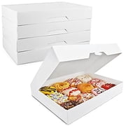 Fit Meal Prep 18 Pack 15x11.5x2.2 White Bakery Box - يحمل 12 دونات، عبوات هدايا من الورق المقوى المنبثق تلقائيًا وحاويات الخبز، البسكويت، الكعك، المعجنات وصناديق الخبز