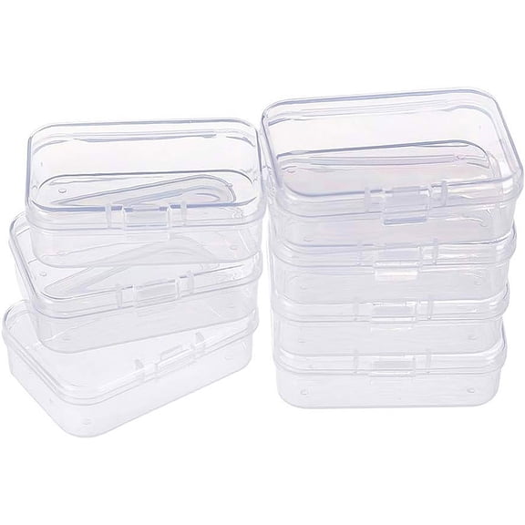 18 Pack 2.5x1.73x0.78 Rectangle Clear Plastic Bead Storage Containers Box Case with lid for Earplugs Tiny Bead Craft Item Jewelry Findings