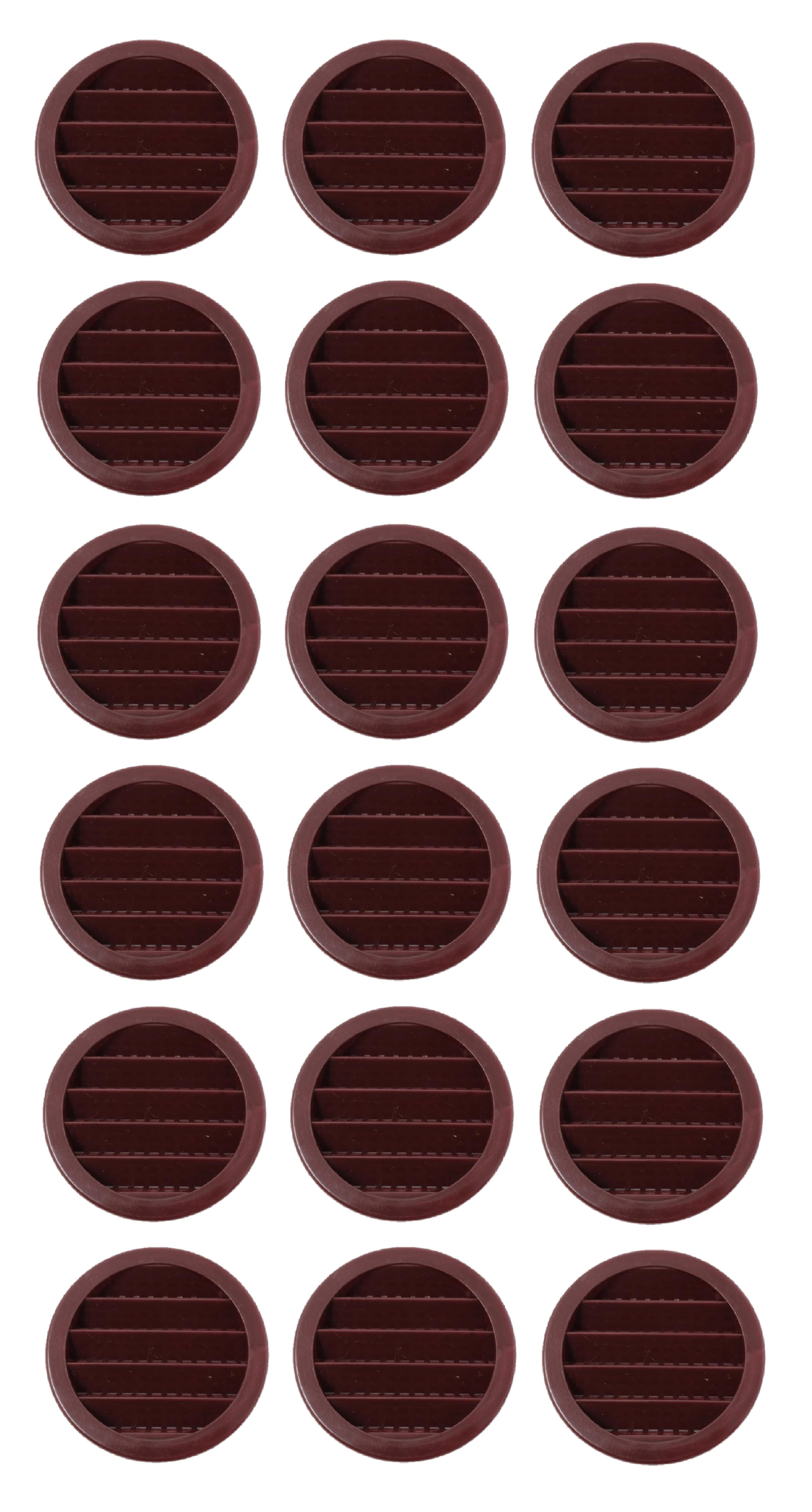18 Pack 2" Brown Round Plastic Louver Soffit Air Vent