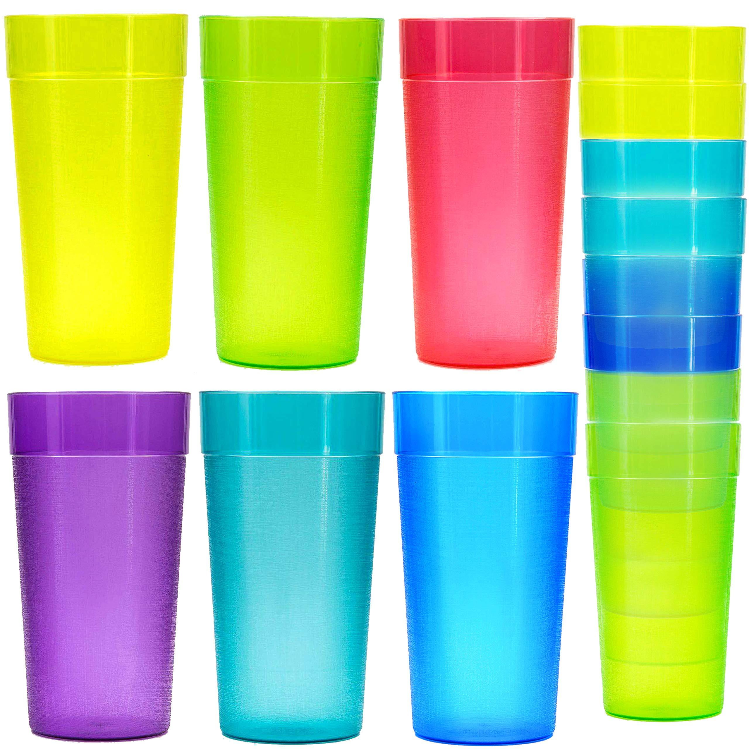 Plastic Glasses, 350ml Stackable Plastic Glasses Set of 4, Dishwasher