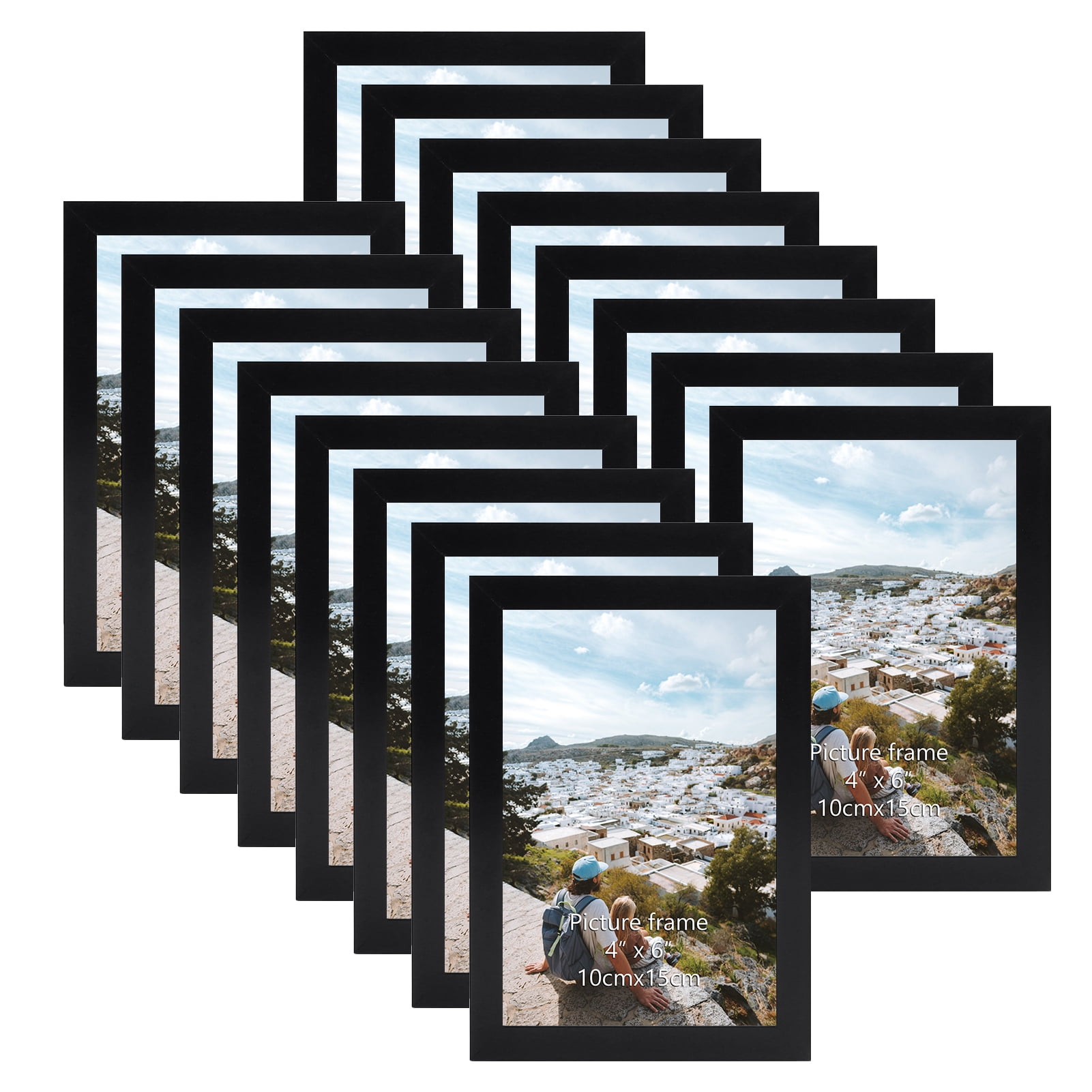 18 Pack 4x6 Picture Frame Set, Black 4 by 6 photo Frames for Wall Mounting and Tabletop Display