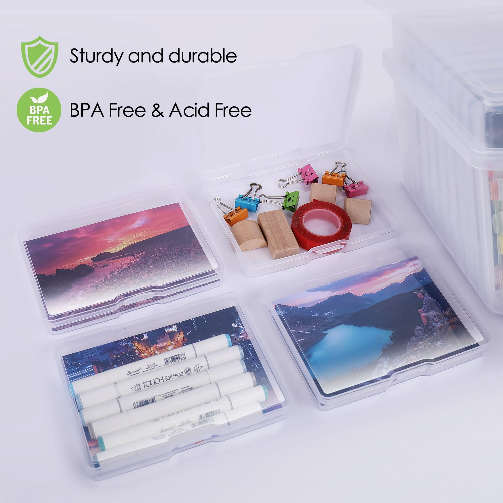 Photo Taking Box 18 Pack 5x7 Photo Storage Box, Large Photo Storage Container with Inner ...