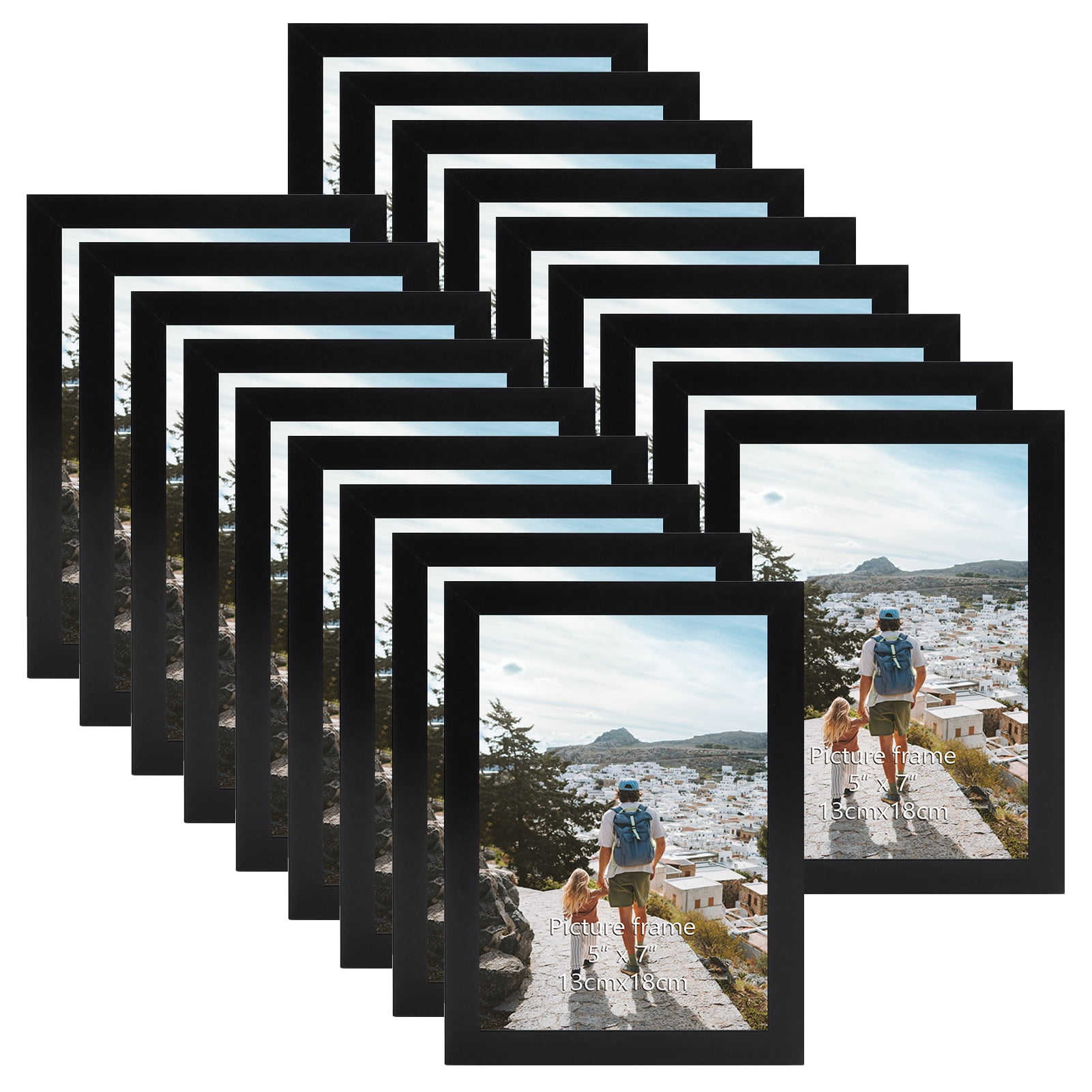 18 Pack 5x7 Picture Frame, Multi Black 5 by 7 photo Frames Set for Wall
