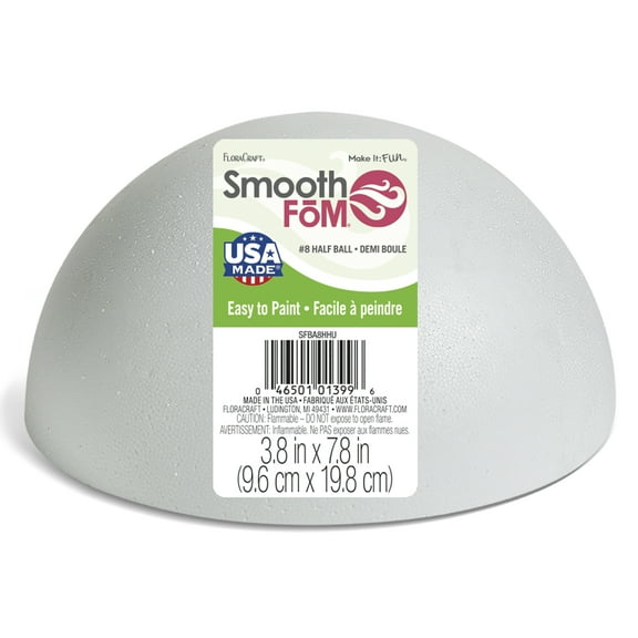 18 Pack: FloraCraft SmoothFM 7.8" Hollow Foam Half Ball