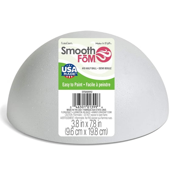 FloraCraft SmoothFM 7.8" Hollow Foam Half Ball, 18 Pack