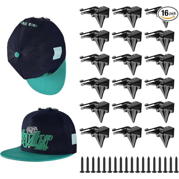 18 Pack Adhesive Hat Hooks for Wall, Perfect Hat Rack for Baseball Caps, Hat Organizer Display for Home D r, Hat Hangers Holder for Wall, Door, Closet, No Drilling - Patent Pending (Black)