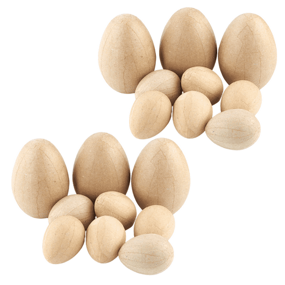 18 Pack Assorted Sizes Paper Mache Eggs - For Spring and Easter DIY and Decor
