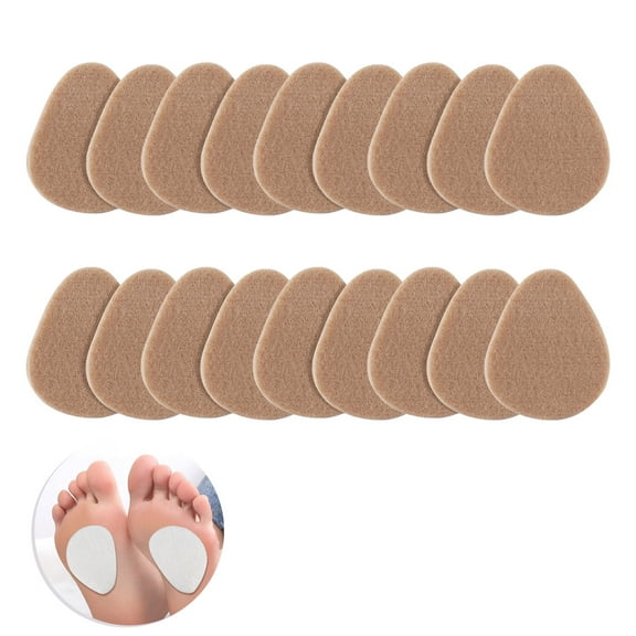 18-Pack Ball of Foot Cushions - Metatarsal Pads for Pain Relief Forefoot, Thick Felt Foot Pads - white