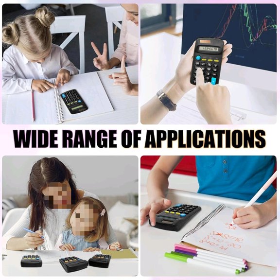 18 Pack Basic Calculators for Students, Pocket Calculator Bulk Classroom Mini Calculators Solar and Battery Dual Powered Handheld Calculator 8 Digit Display for Office School and Home (Black)$$