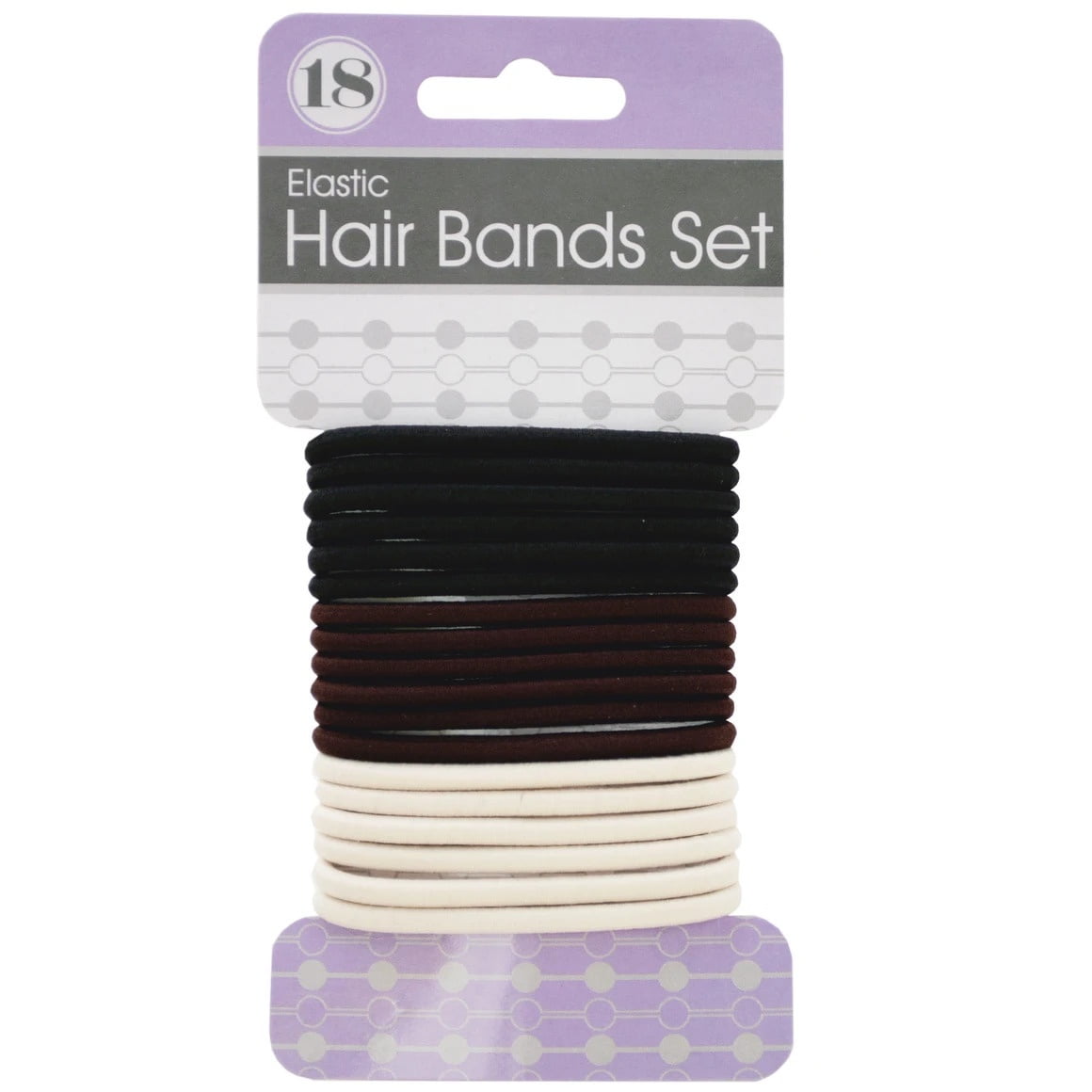 18 Pack Basic Colors Hair Bands Set, Stretchy, Snag Free Bands in Black, Brown & Off White, Perfect for Workouts, Casual Styles and Ponytails, No Metal Clasps for Easy Wear