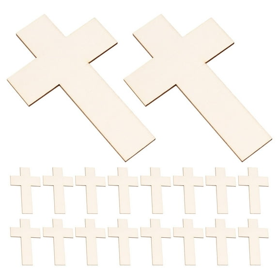 Mobestech Unfinished Wooden Crosses Beige Handicrafts for Versatile Decorations 18Pcs
