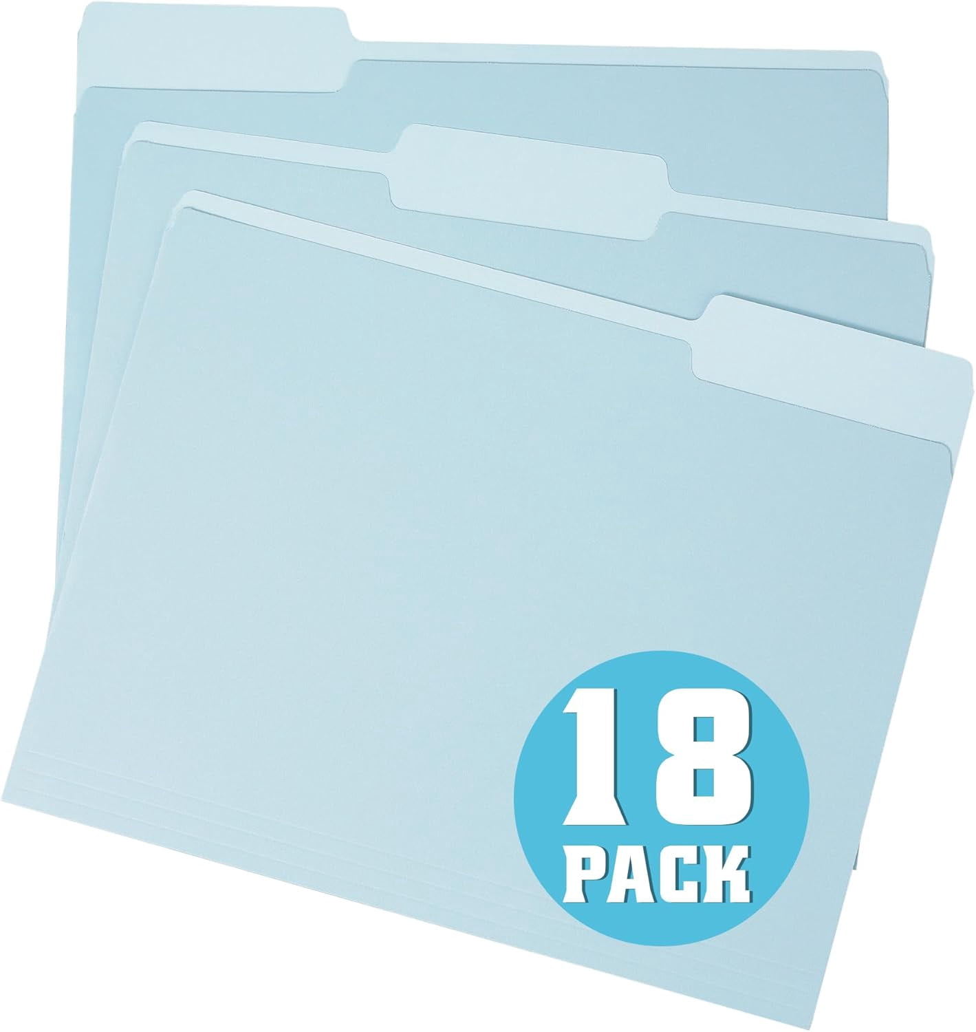 18 Pack Blue File Folders 8.5 x 11 Inch,1/3 Cut Tab Colored Two Tone File Folders Letter Size,Office Folders for Document