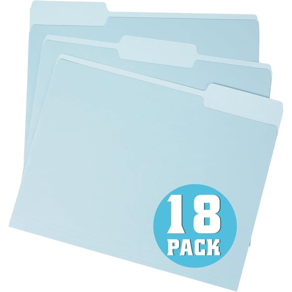 18 Pack Blue File Folders 8.5 x 11 Inch,1/3 Cut Tab Colored Two Tone File Folders Letter Size,Office Folders for Document