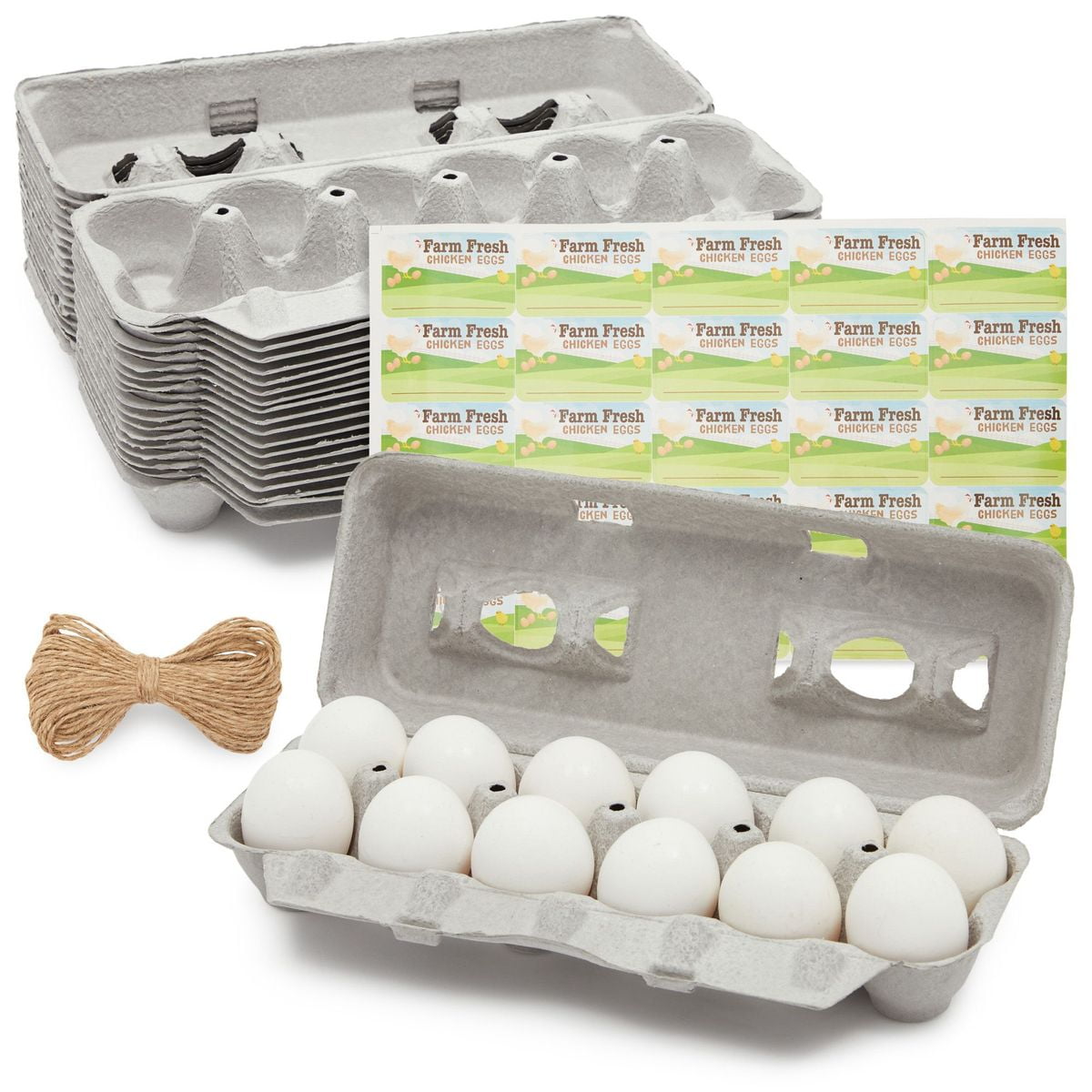  Egg Carton for Large Eggs with Sticker Labels, Each one hold 6  Eggs-60 Packs , Plastic Egg Carton for half dozen Eggs, for Refrigerator,  Storage, Family, Chicken Farm, Market, Camping, Picnic