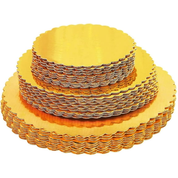 18-Pack Cake Board Rounds, Circle Cardboard Base Boards, 8, 10 and 12-Inch. Perfect for Cake Decorating, 6 of Each Size (Gold, 18)