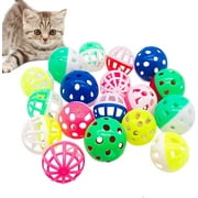 18-Pack Cat Toy Balls with Bells 1.58 Inch Plastic Kitten Chase Toy Jingle Bell Balls for Cat Indoor Training