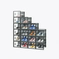 thumbnail image 1 of 18 Pack Clear Shoe Boxes Stackable, Shoe Storage Boxes for Closet, Sturdy Shoe Box Storage Containers with Clear Door, Breathable Mesh Shoe Box Set, Sneaker Storage, Easy to Assemble, Black, 1 of 7