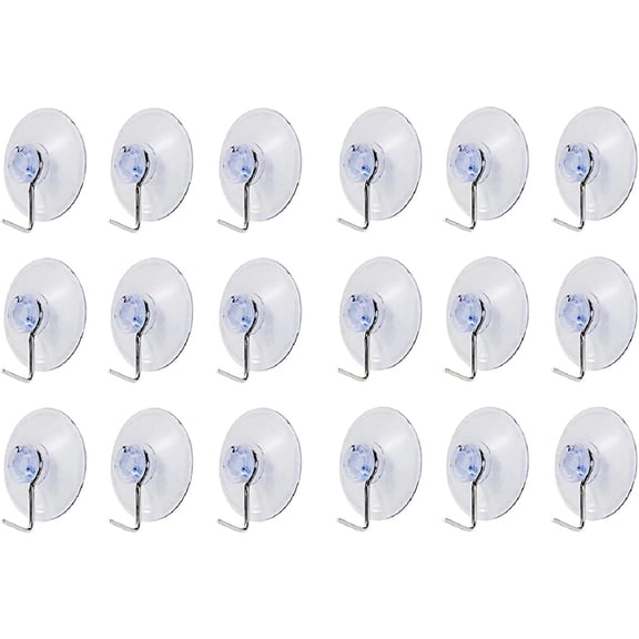 18-Pack Clear Suction Cups with Metal Hangers Removable & Reusable 1.75"