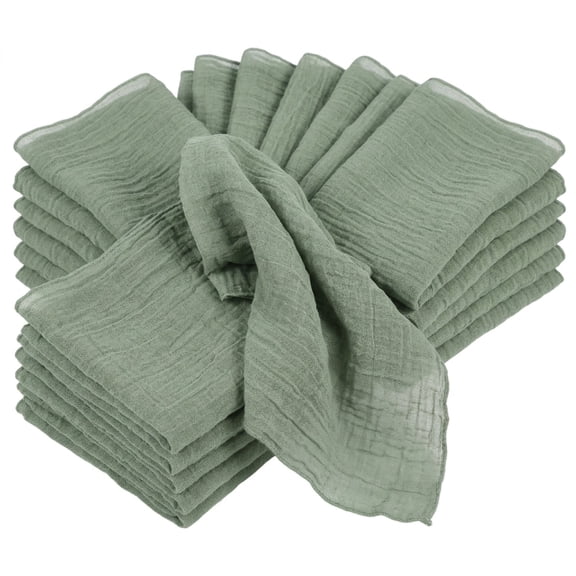 18 Pack Crinkle Gauze Cloth Napkins, 19.7×19.7 Inch Square Dinner Napkins, Solid Polyester Decorative Napkins for Wedding Party Dining Table Decor
