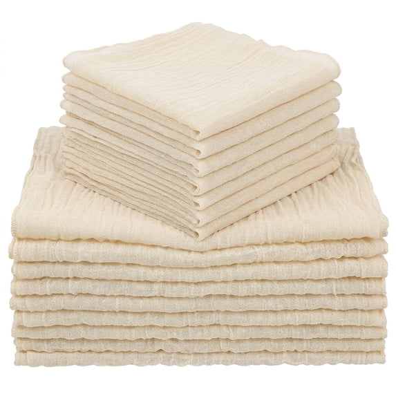 18 Pack Crinkle Gauze Cloth Napkins, 19.7×19.7 Inch Square Dinner Napkins, Solid Polyester Decorative Napkins for Wedding Party Dining Table Decor