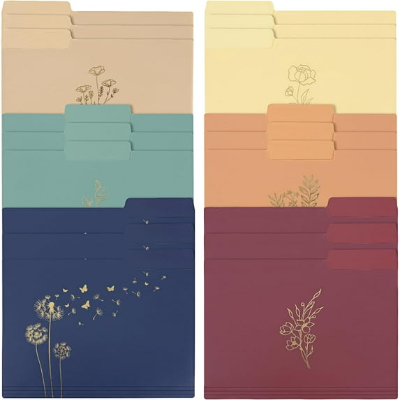 18 Pack Decorative File Folders Plastic Floral Colored Folders with ...