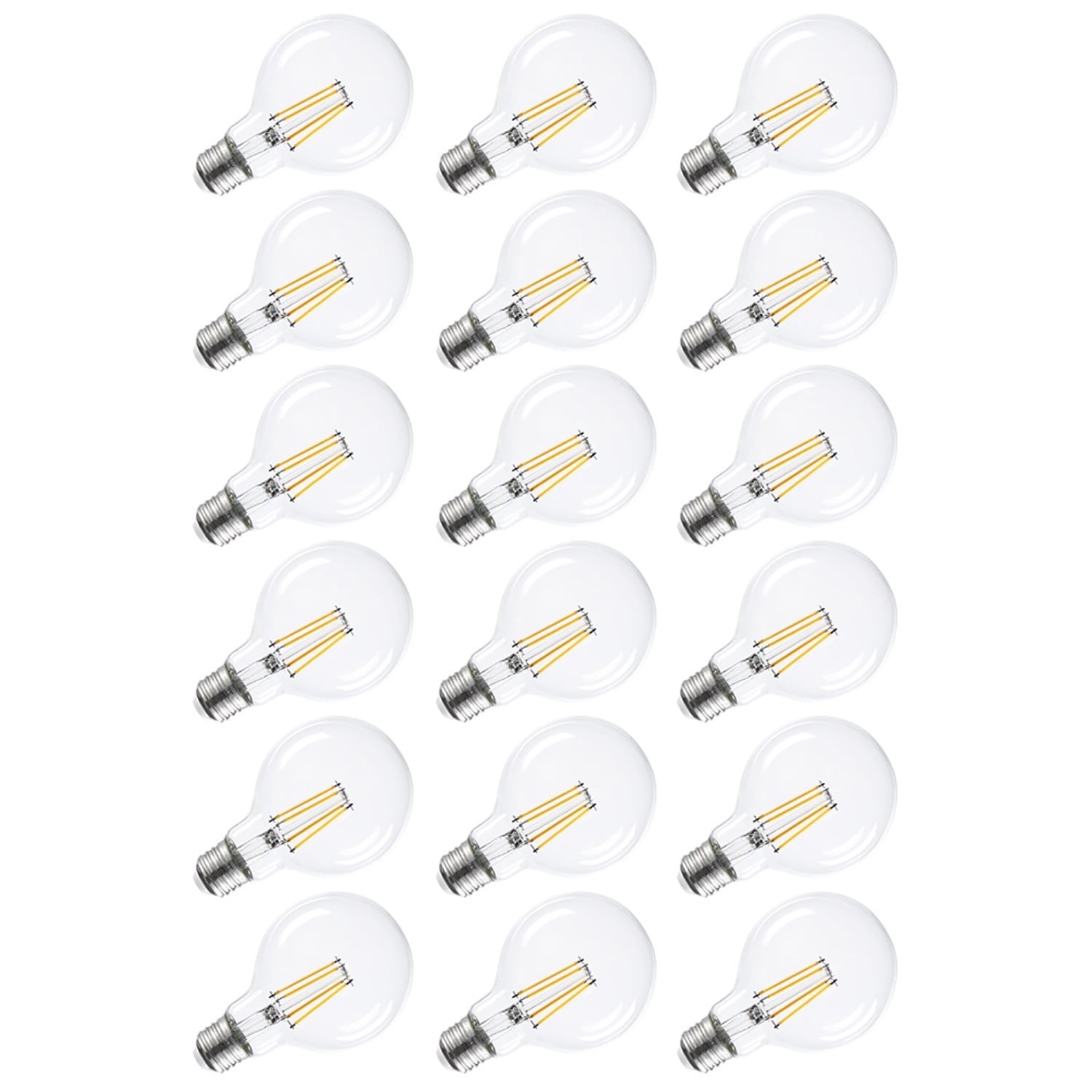 18 Pack Dimmable LED G25 Globe Light Bulb, Round Clear Vanity Bulb for Bathroom, LED Edison Bulb, 4.5W(60W Eqv.), UL Listed, 500lm, E26 Base, 2700K Soft White