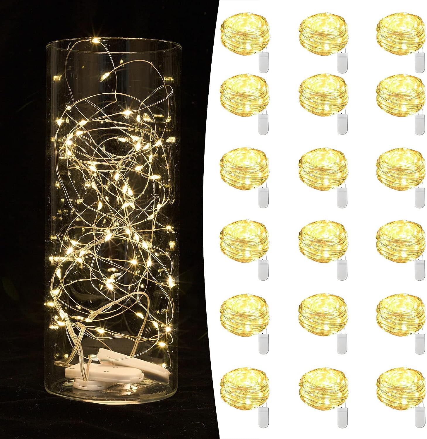 18 Pack Fairy Lights Battery Operated 6.6 ft 20 LED Mini String