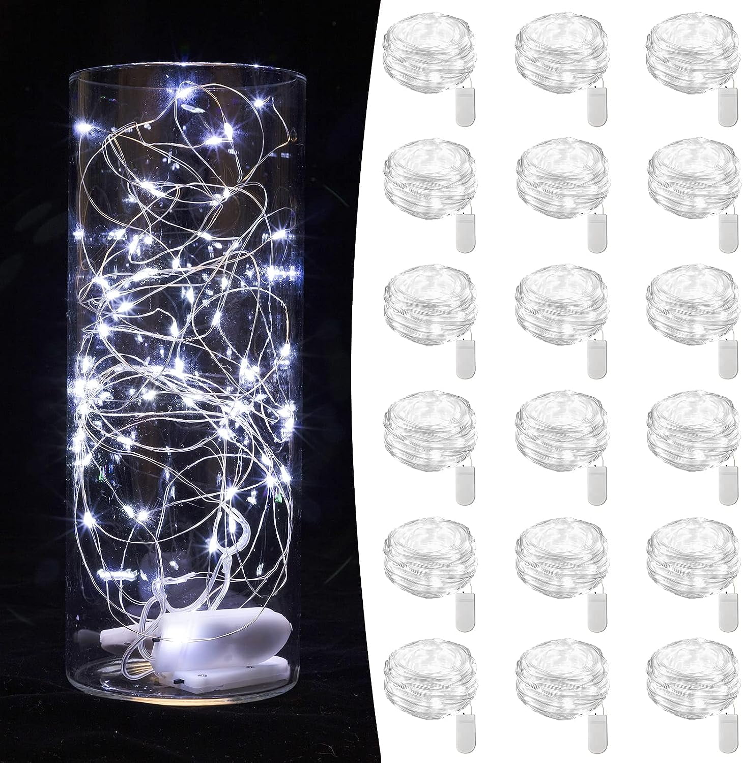 18 Pack Fairy Lights Battery Operated 6.6 ft 20 LED Mini String