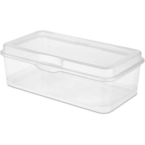 18-Pack FlipTop Stackable Rectangular Storage Bin with Hinging Lid, Clear