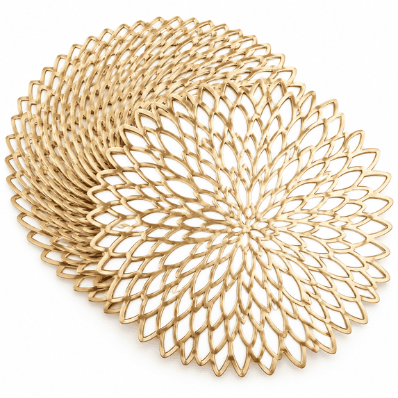 18 Pack Gold Metallic Leaf Placemats, Round Vinyl Charger Mats for ...