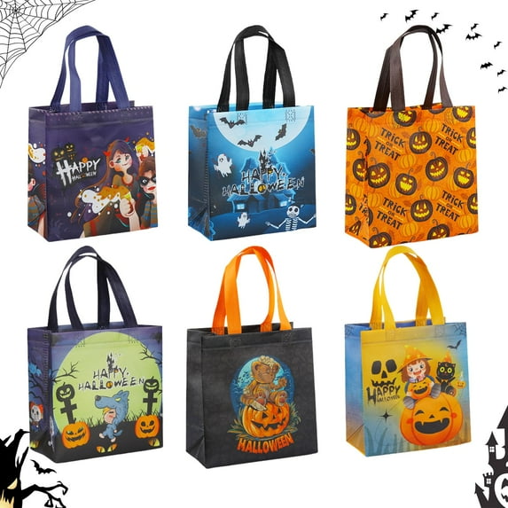 18 Pack Halloween Tote Gift Bags for Kids, Reusable Goody Candy Bag, Halloween Trick or Treat Bags for Halloween Party Favor Supplies