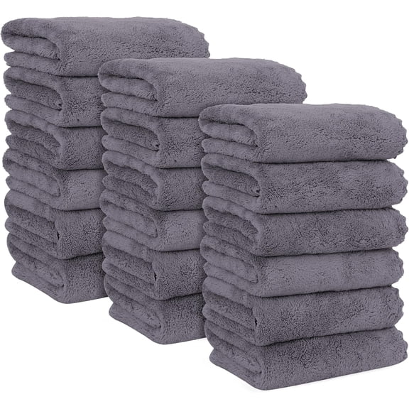 18 Pack Hand Towels 16 x 28 Inches Quick Drying Microfiber Coral Velvet Gray
