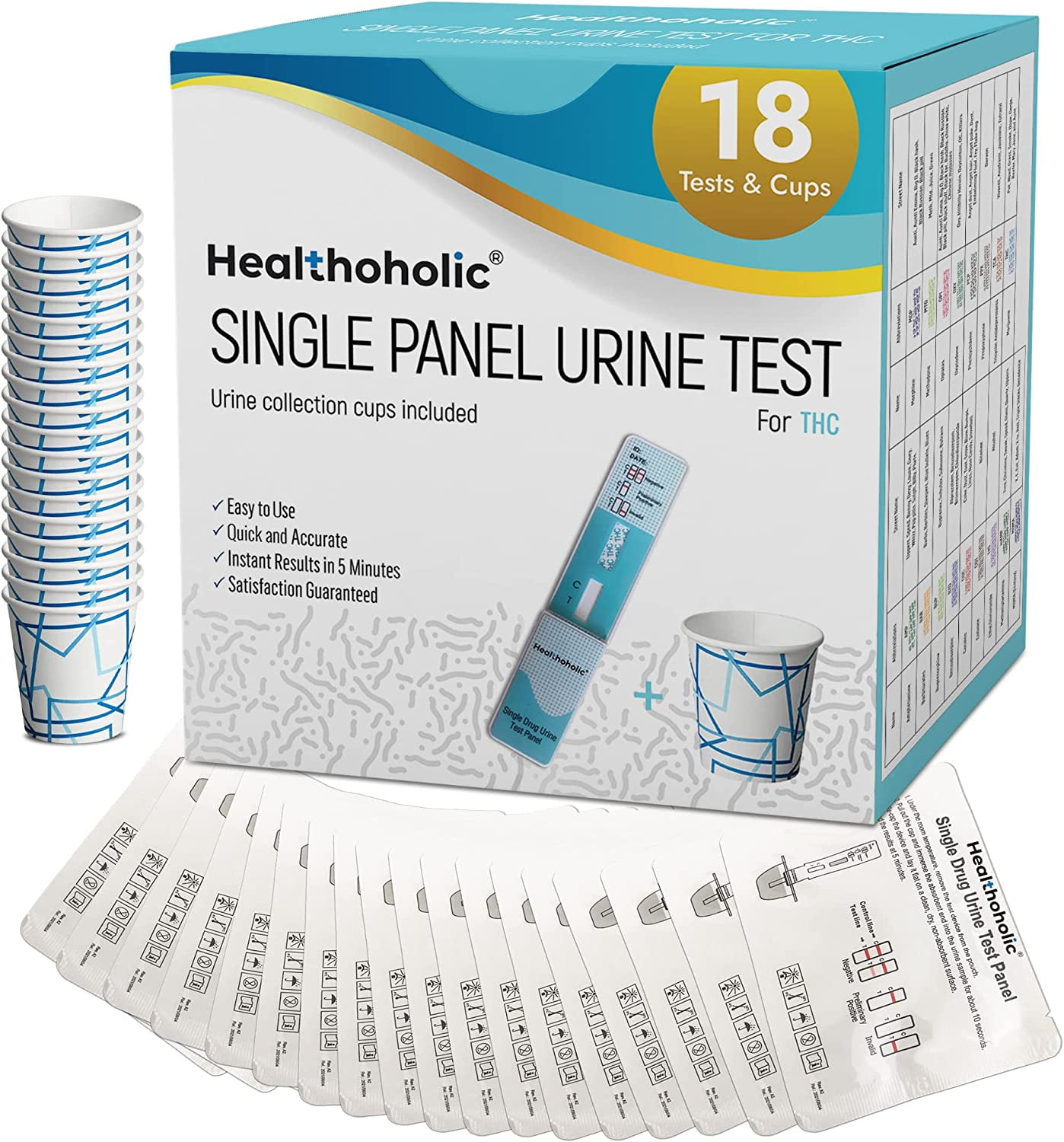 THC 15 ng/mL Home Drug Test Strips - Easy-to-use, Low Detection THC Test  Kit, Single Use (4-Pack)